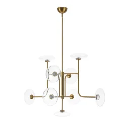 Designer 9-light Glass Dimmable LED Linear Sputnik Chandelier