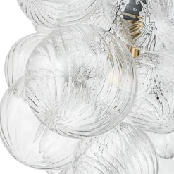 Dimmable Cluster Ribbed Glass Bubble Chandelier Pendant Light