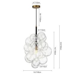 Dimmable Cluster Ribbed Glass Bubble Chandelier Pendant Light