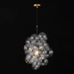 Dimmable Cluster Ribbed Glass Bubble Chandelier Pendant Light