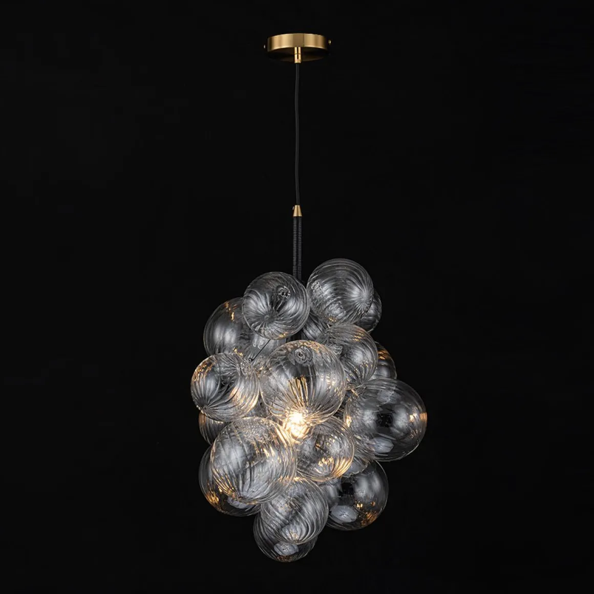 Dimmable Cluster Ribbed Glass Bubble Chandelier Pendant Light