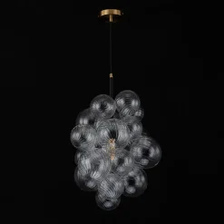Dimmable Cluster Ribbed Glass Bubble Chandelier Pendant Light