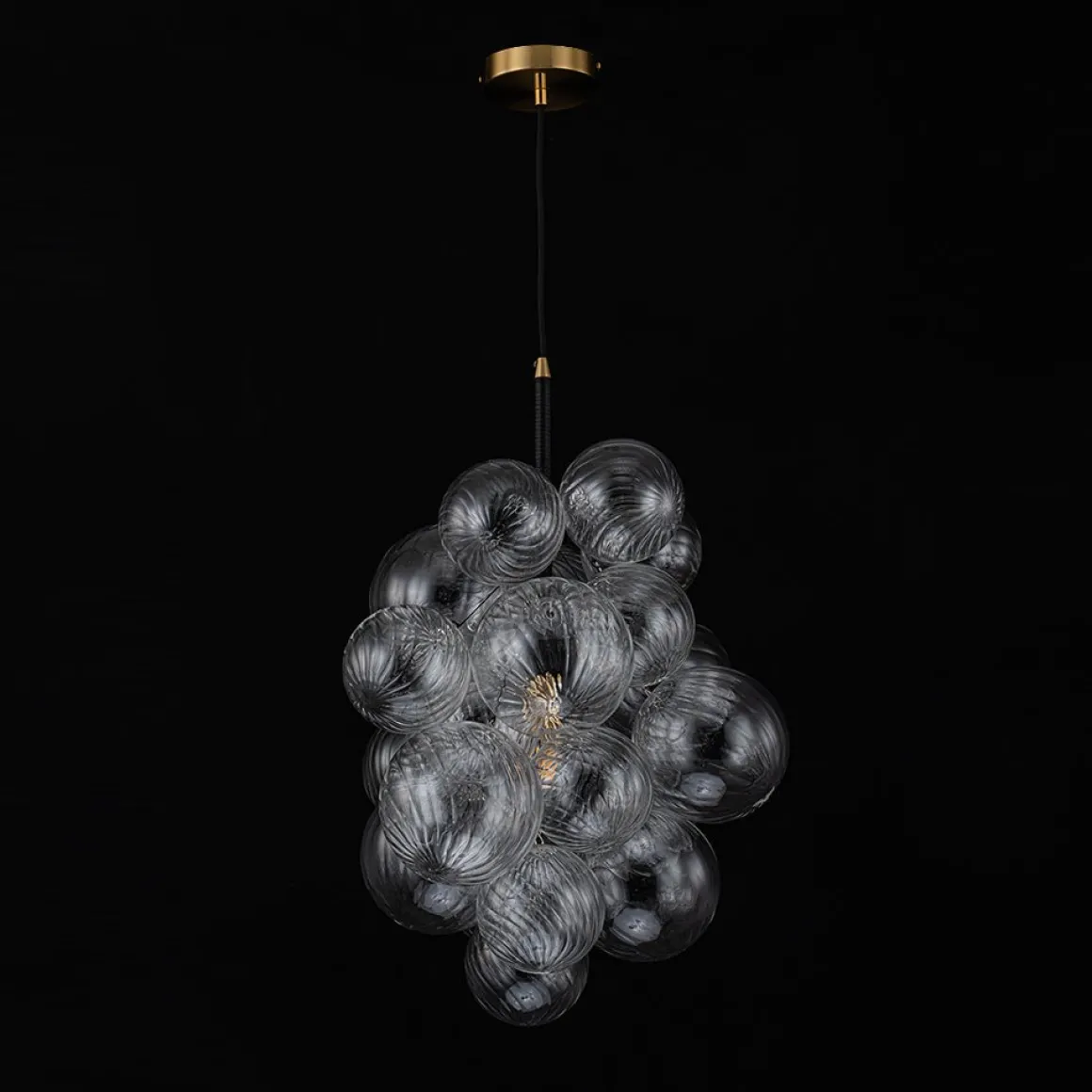 Dimmable Cluster Ribbed Glass Bubble Chandelier Pendant Light