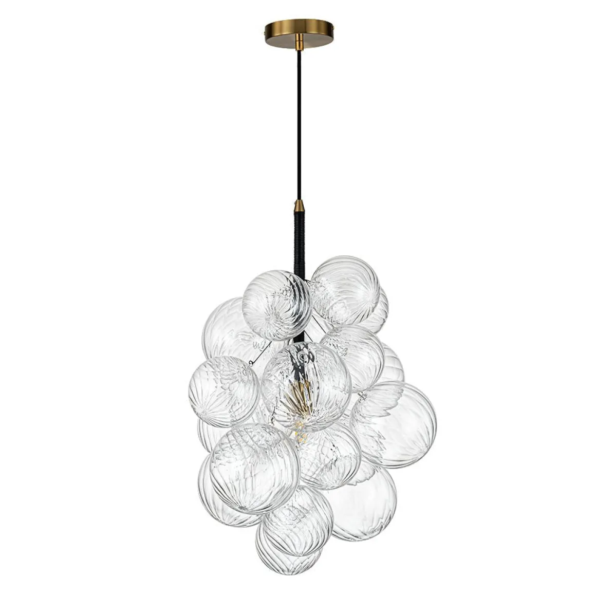 Dimmable Cluster Ribbed Glass Bubble Chandelier Pendant Light