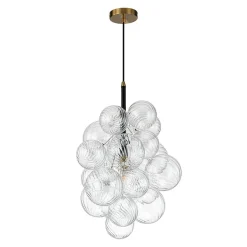 Dimmable Cluster Ribbed Glass Bubble Chandelier Pendant Light