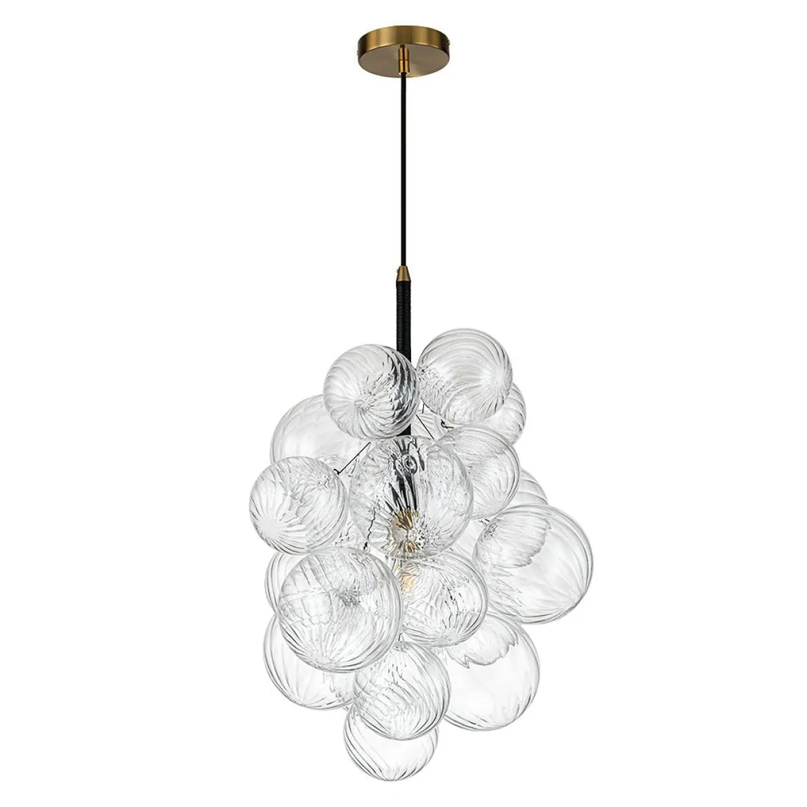 Dimmable Cluster Ribbed Glass Bubble Chandelier Pendant Light