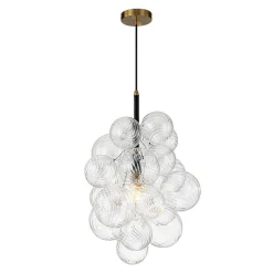 Dimmable Cluster Ribbed Glass Bubble Chandelier Pendant Light