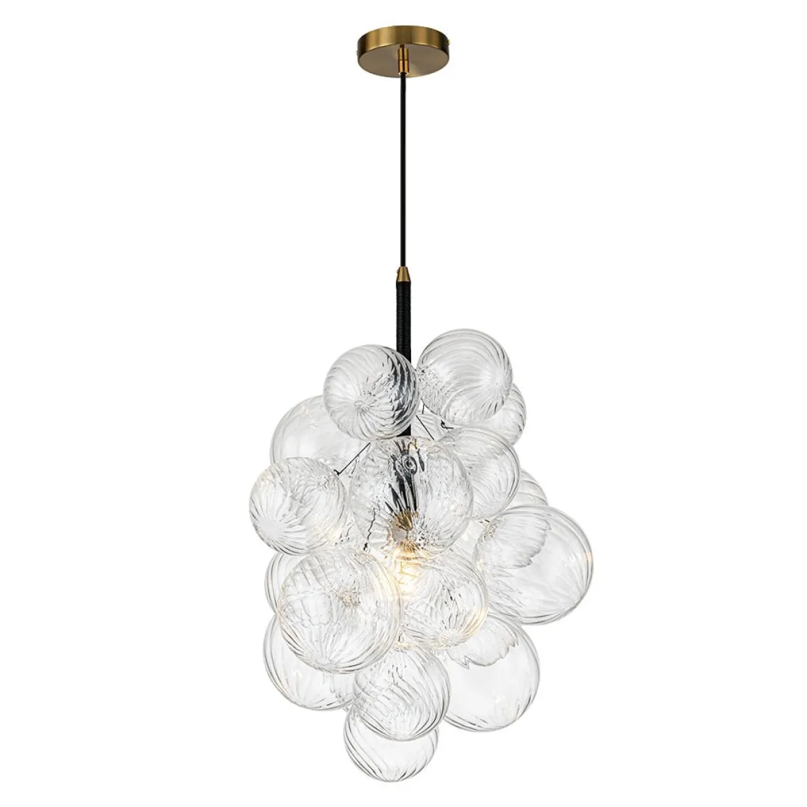 Dimmable Cluster Ribbed Glass Bubble Chandelier Pendant Light