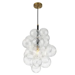 Dimmable Cluster Ribbed Glass Bubble Chandelier Pendant Light