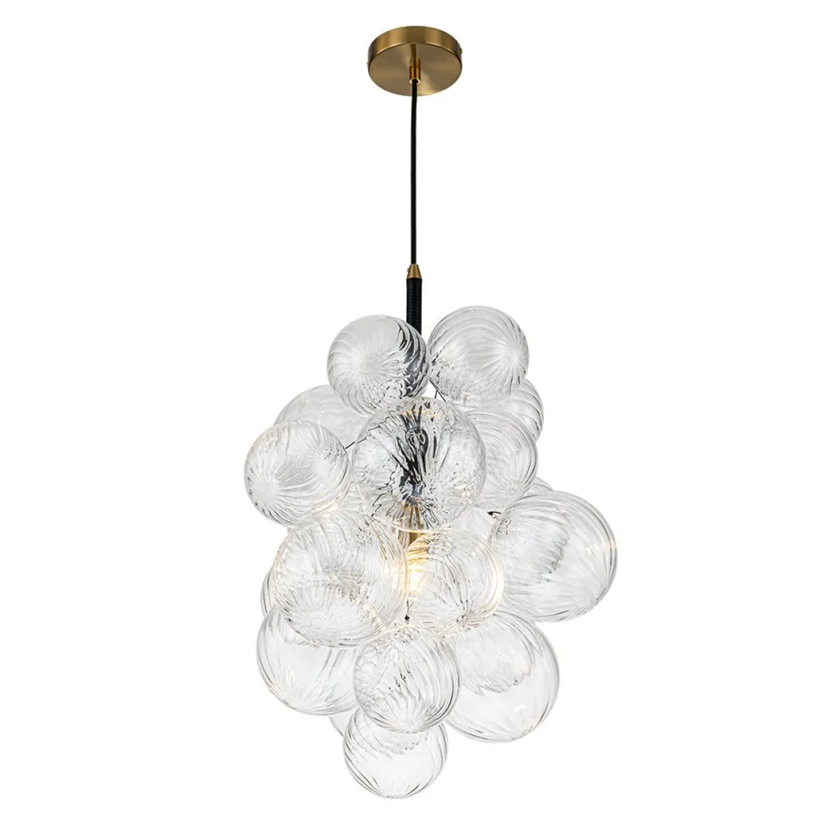 Dimmable Cluster Ribbed Glass Bubble Chandelier Pendant Light