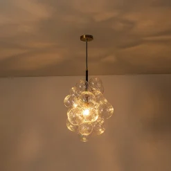 Dimmable Cluster Ribbed Glass Bubble Chandelier Pendant Light