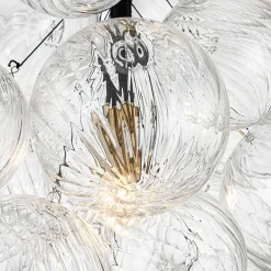 Dimmable Cluster Ribbed Glass Bubble Chandelier Pendant Light