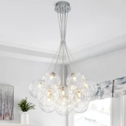 Dimmable Cluster Sculpture Texture Glass Globe Bubble Chandelier