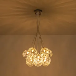 Dimmable Cluster Sculpture Texture Glass Globe Bubble Chandelier