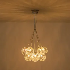 Dimmable Cluster Sculpture Texture Glass Globe Bubble Chandelier