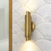 Dimmable LED Aged Brass Up Down Metal Tube Wall Sconce