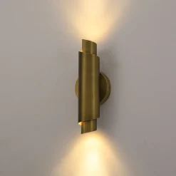 Dimmable LED Aged Brass Up Down Metal Tube Wall Sconce