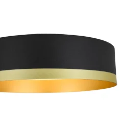 Dimmable LED Black Gold Iron Milky Glass Drum Flush Mount