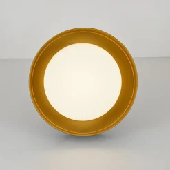 Dimmable LED Black Gold Iron Milky Glass Drum Flush Mount