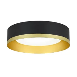 Dimmable LED Black Gold Iron Milky Glass Drum Flush Mount