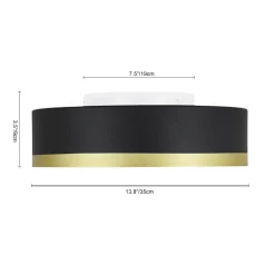 Dimmable LED Black Gold Iron Milky Glass Drum Flush Mount