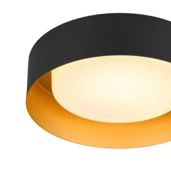 Dimmable LED Black Iron Milky Glass Round Drum Ceiling Light
