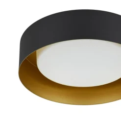 Dimmable LED Black Iron Milky Glass Round Drum Ceiling Light