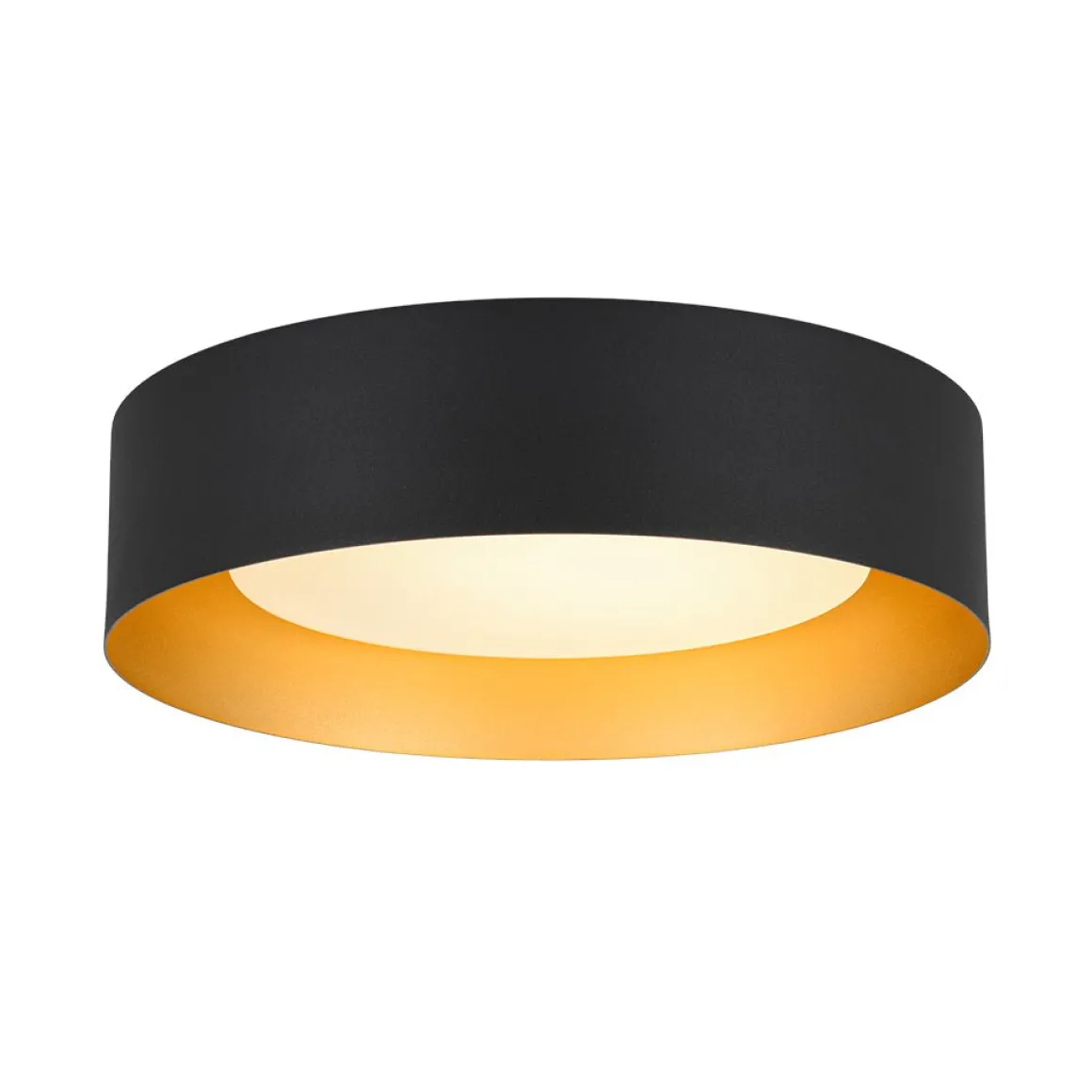 Dimmable LED Black Iron Milky Glass Round Drum Ceiling Light