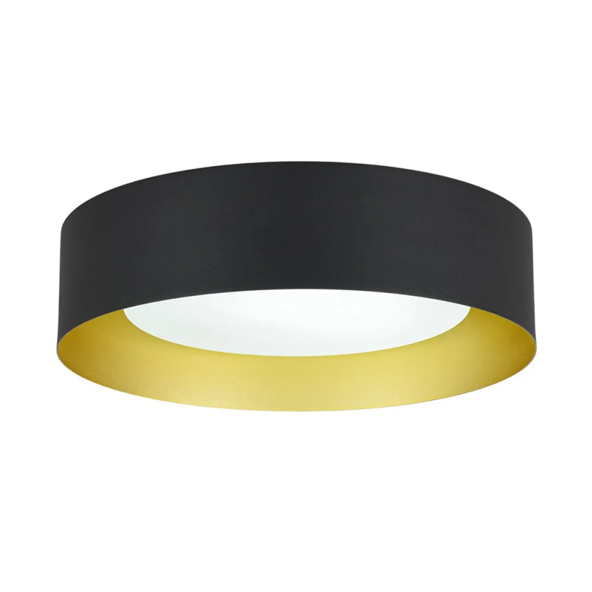 Dimmable LED Black Iron Milky Glass Round Drum Ceiling Light