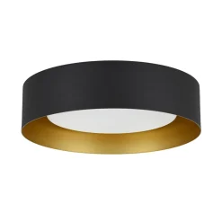 Dimmable LED Black Iron Milky Glass Round Drum Ceiling Light