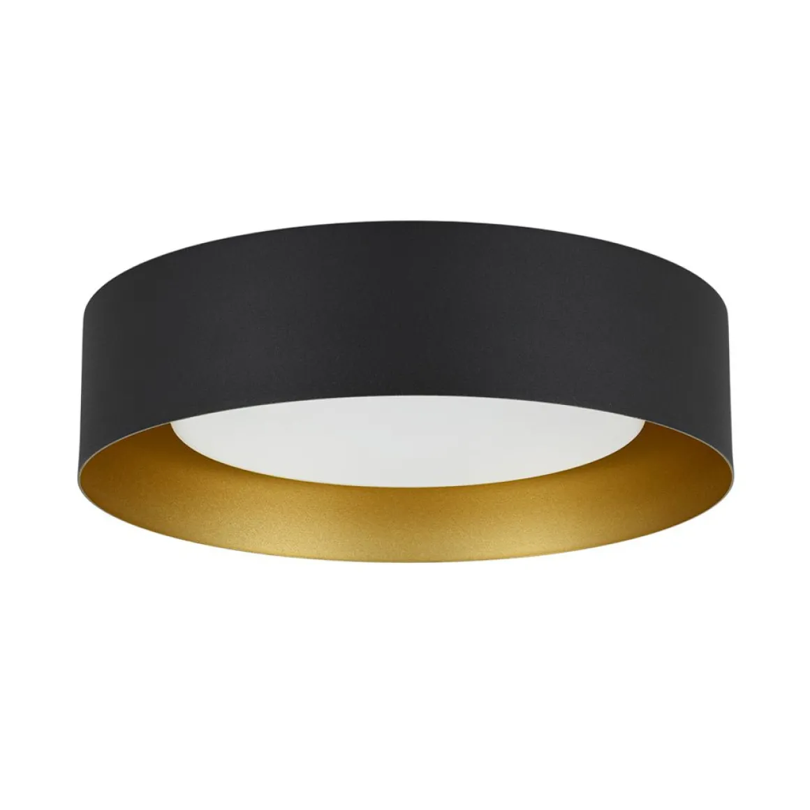 Dimmable LED Black Iron Milky Glass Round Drum Ceiling Light