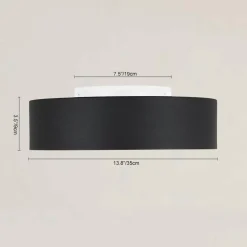 Dimmable LED Black Iron Milky Glass Round Drum Ceiling Light