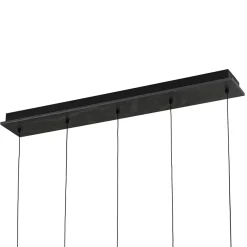 Dimmable LED Frosted Ribbed Glass Globe 5-Light Linear Island Pendant
