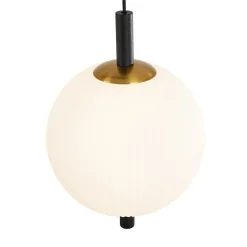 Dimmable LED Frosted Ribbed Glass Globe 5-Light Linear Island Pendant