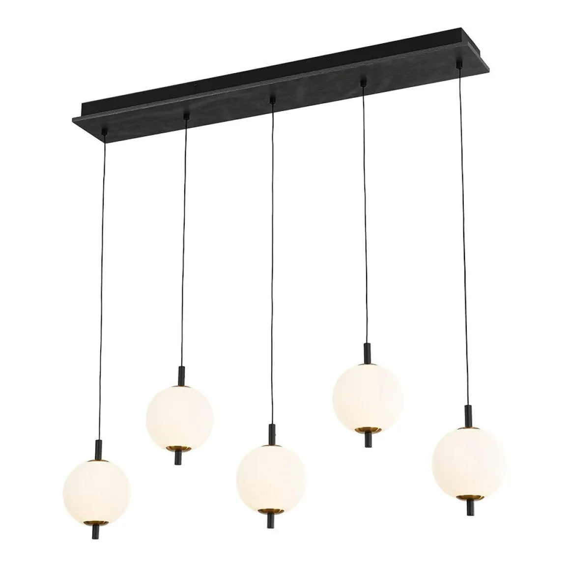 Dimmable LED Frosted Ribbed Glass Globe 5-Light Linear Island Pendant