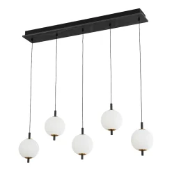 Dimmable LED Frosted Ribbed Glass Globe 5-Light Linear Island Pendant