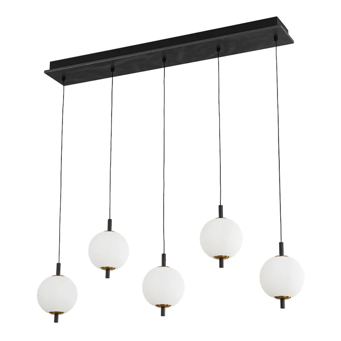 Dimmable LED Frosted Ribbed Glass Globe 5-Light Linear Island Pendant