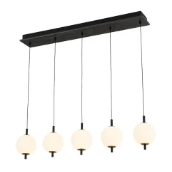 Dimmable LED Frosted Ribbed Glass Globe 5-Light Linear Island Pendant