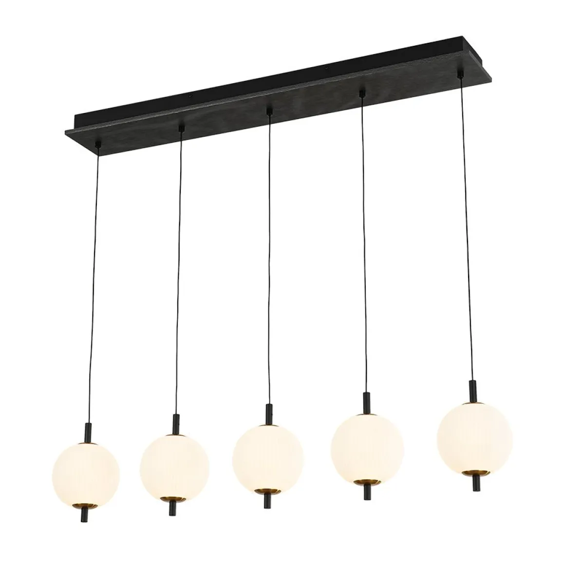 Dimmable LED Frosted Ribbed Glass Globe 5-Light Linear Island Pendant