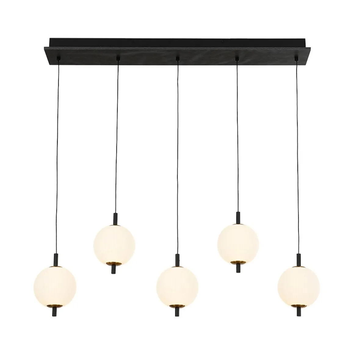 Dimmable LED Frosted Ribbed Glass Globe 5-Light Linear Island Pendant