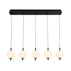 Dimmable LED Frosted Ribbed Glass Globe 5-Light Linear Island Pendant