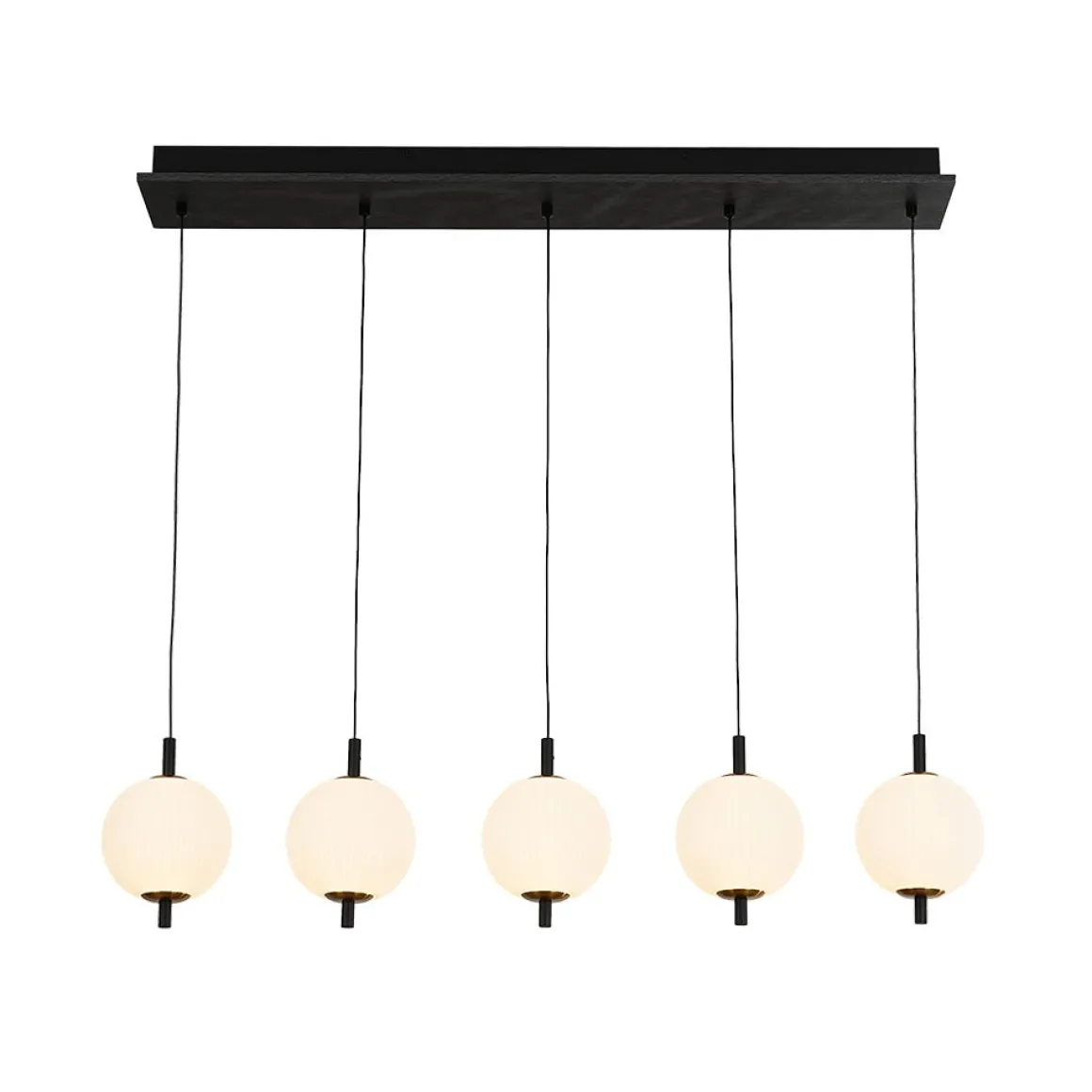 Dimmable LED Frosted Ribbed Glass Globe 5-Light Linear Island Pendant