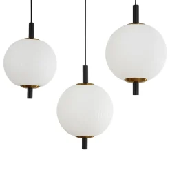 Dimmable LED Frosted Ribbed Glass Globe 5-Light Linear Island Pendant