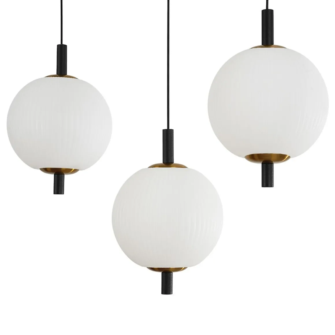 Dimmable LED Frosted Ribbed Glass Globe 5-Light Linear Island Pendant