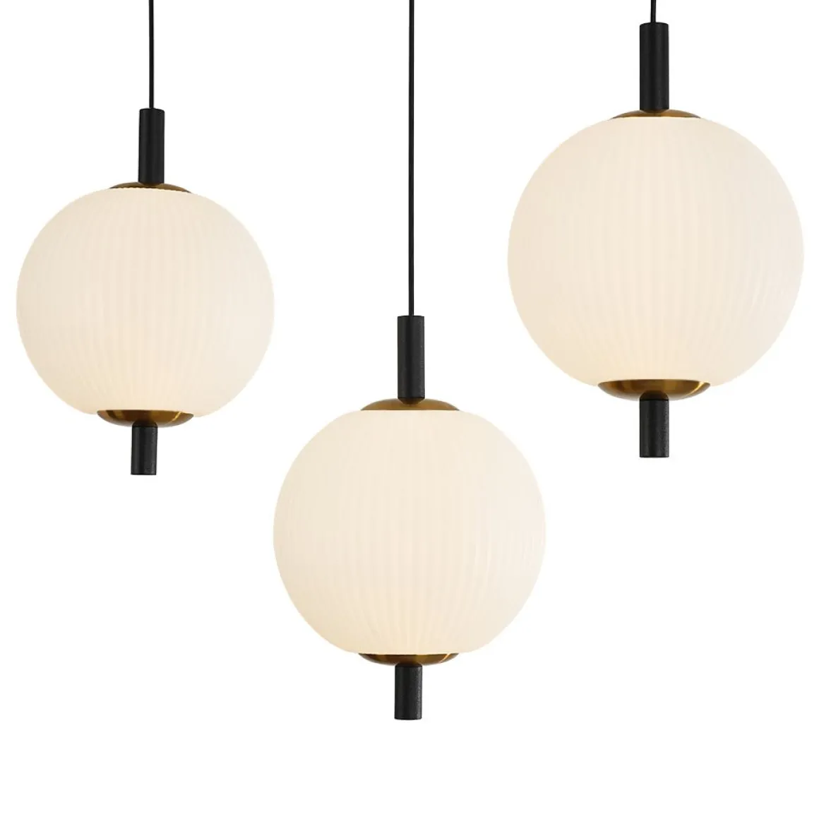 Dimmable LED Frosted Ribbed Glass Globe 5-Light Linear Island Pendant