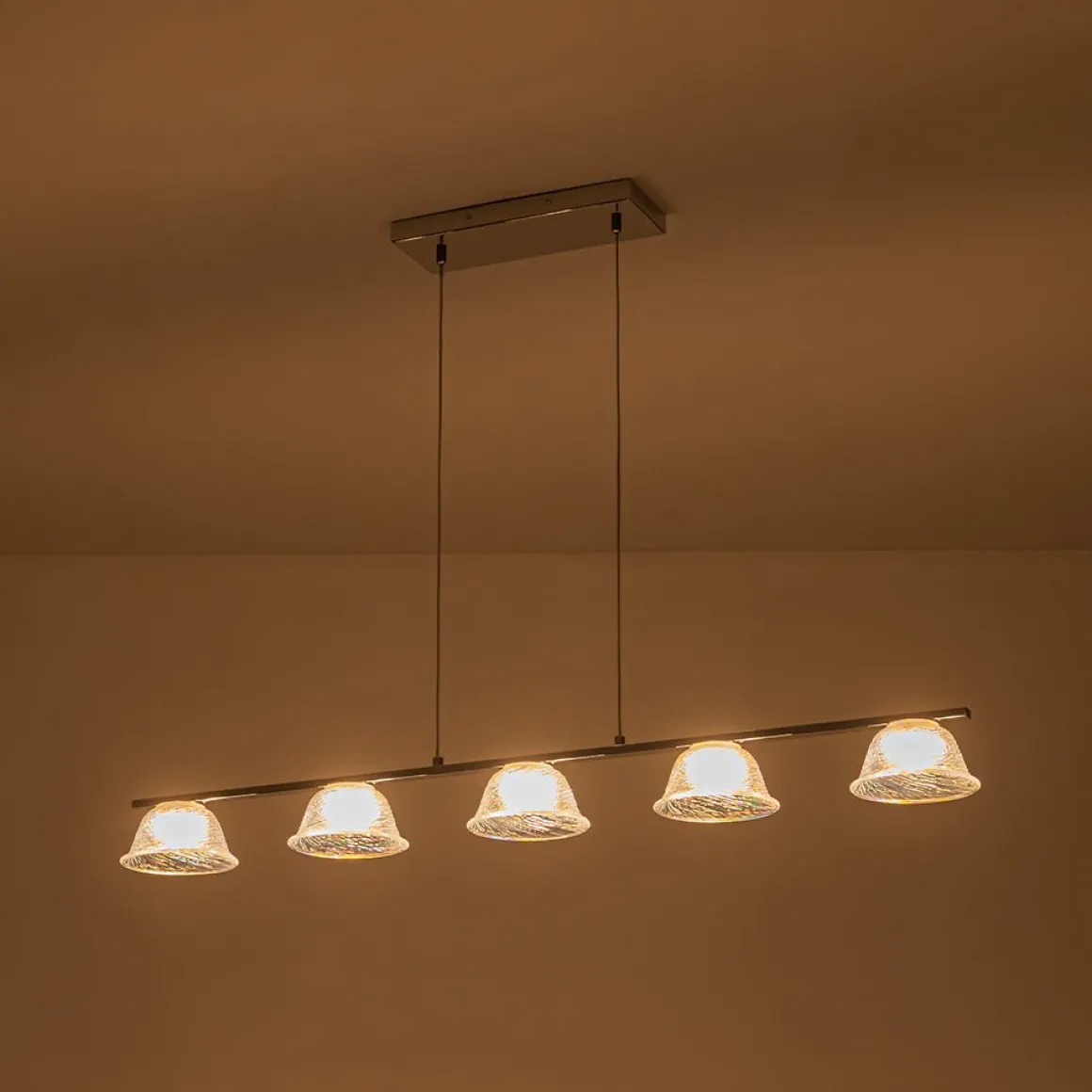 Dimmable LED Iridescent Glass Bell Island Chandelier