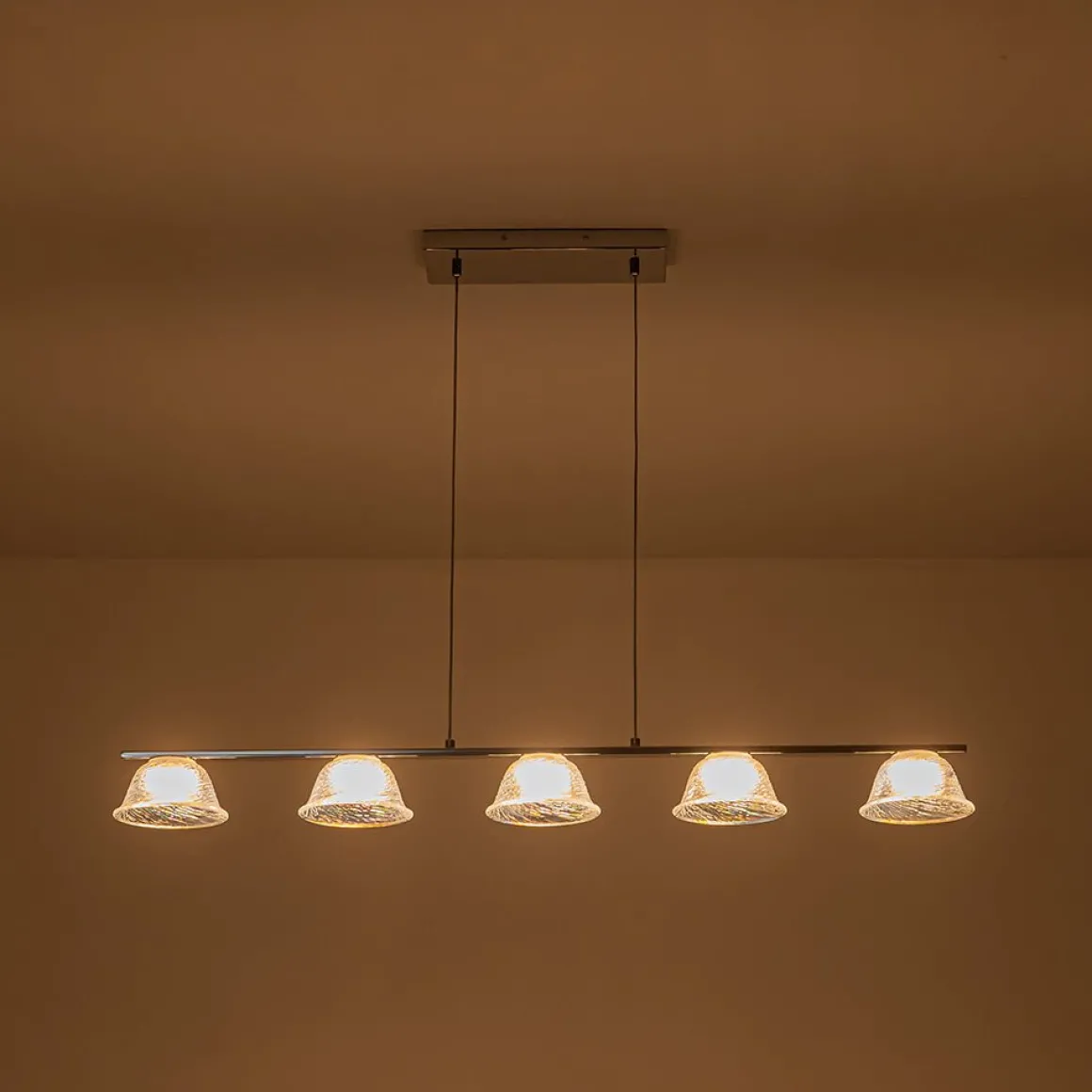 Dimmable LED Iridescent Glass Bell Island Chandelier