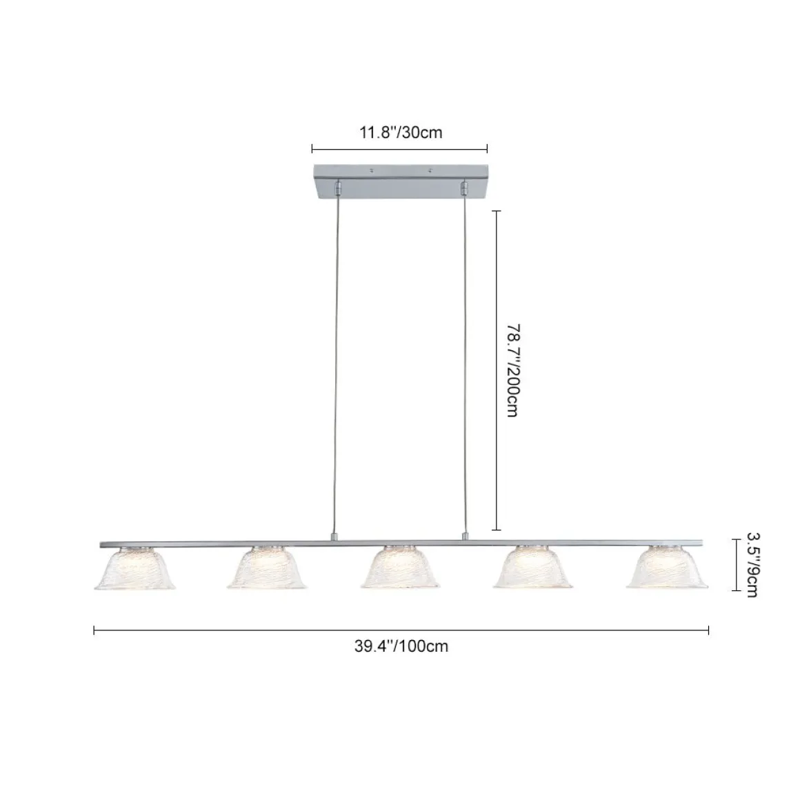 Dimmable LED Iridescent Glass Bell Island Chandelier