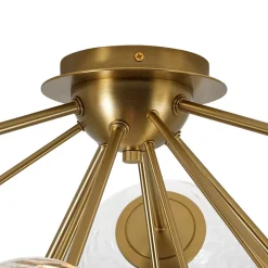 Dimmable LED 6-Light Ripple Glass Sputnik Semi Flush Chandelier