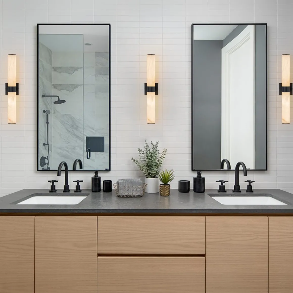 Dimmable LED Marble Tube Linear Bathroom Wall Sconce